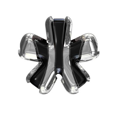 Black 3d symbol with gold vertical straps