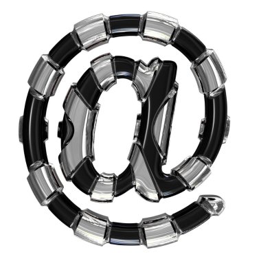 Black 3d symbol with gold vertical straps