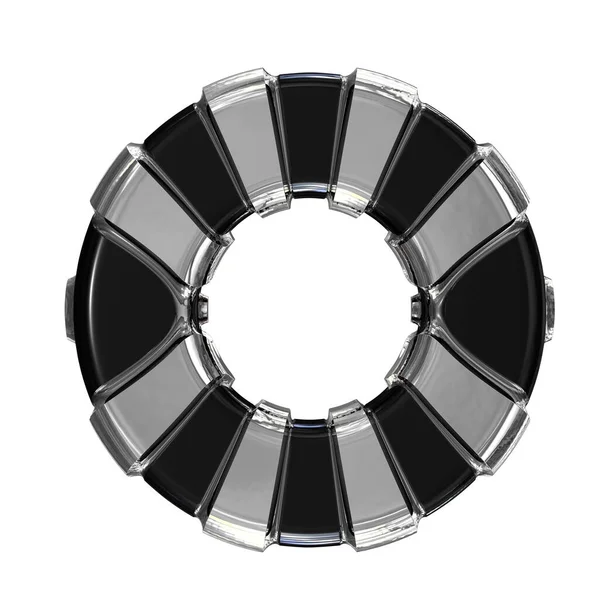 Black symbol with gold vertical straps. 3d letter o