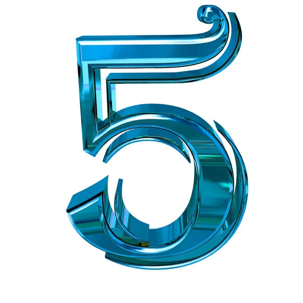 Glossy Three Dimensional Letters Blue Number —  Vetores de Stock