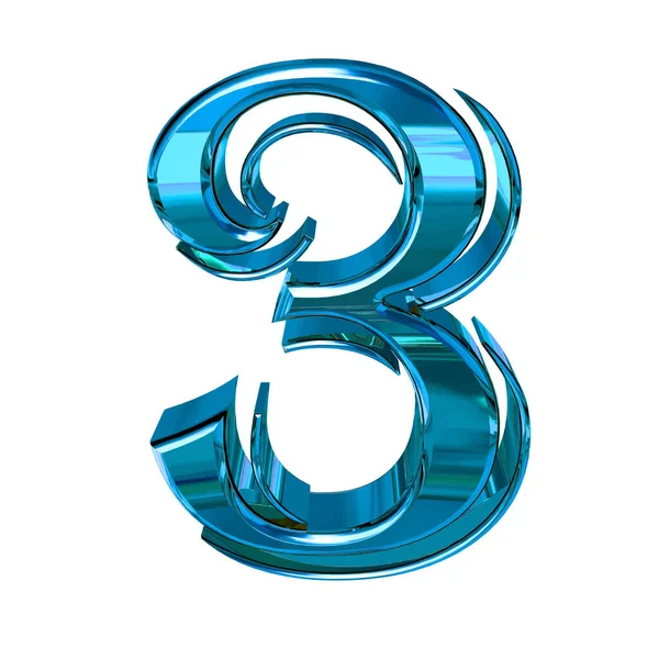 Glossy Three Dimensional Letters Blue Number — ストックベクタ