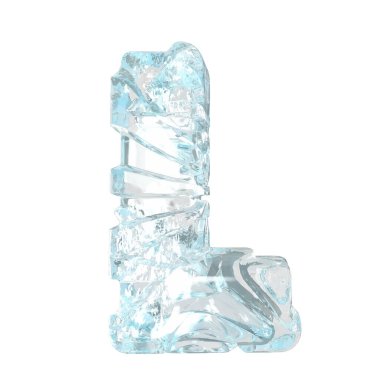 Symbols made of broken ice. 3d letter l
