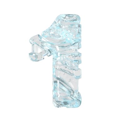 Symbols made of broken ice. 3d number 1