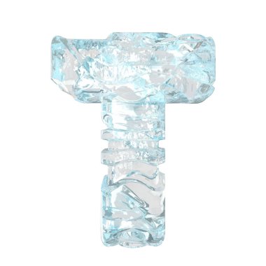 Symbols made of broken ice. 3d letter t