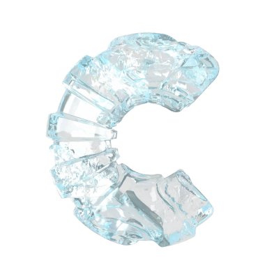 Symbols made of broken ice. 3d letter c