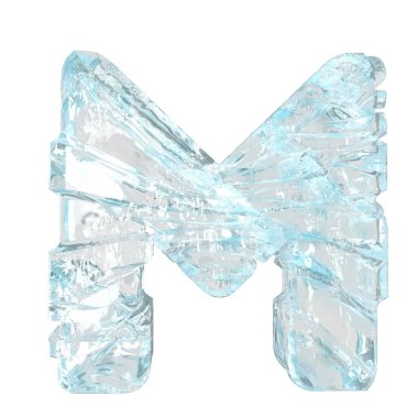 Symbols made of broken ice. 3d letter m