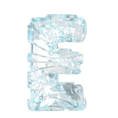 Symbols made of broken ice. 3d letter e