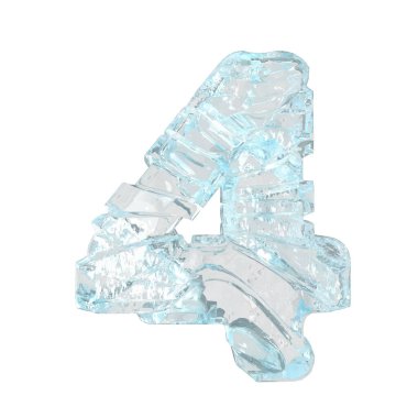 Symbols made of broken ice. 3d number 4