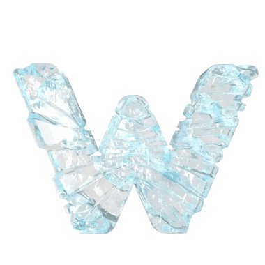 Symbols made of broken ice. 3d letter w