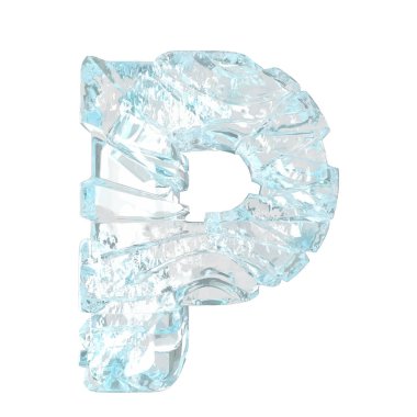 Symbols made of broken ice. 3d letter p