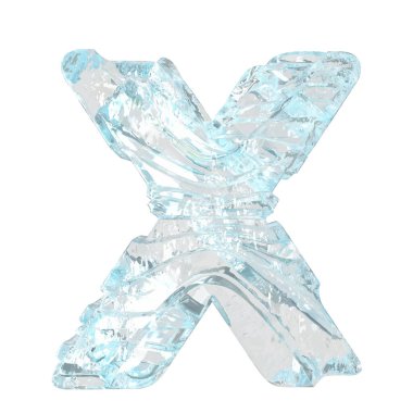 Symbols made of broken ice. 3d letter x