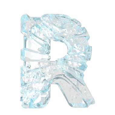 Symbols made of broken ice. 3d letter r