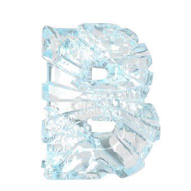 Symbols made of broken ice. 3d letter b