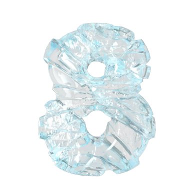 Symbols made of broken ice. 3d number 8