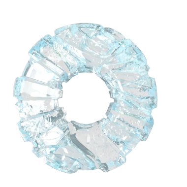 Symbols made of broken ice. 3d letter o