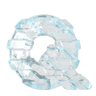 Symbols made of broken ice. 3d letter q