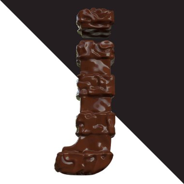 Symbols made of chocolate. 3d letter j