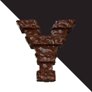 Symbols made of chocolate. 3d letter y