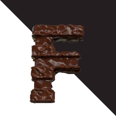 Symbols made of chocolate. 3d letter f