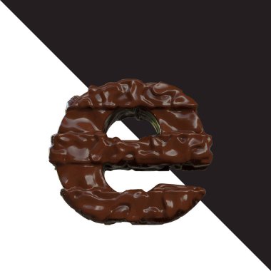 Symbols made of chocolate. 3d letter e