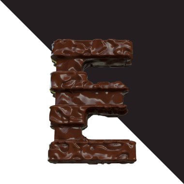 Symbols made of chocolate. 3d letter e