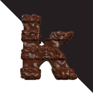 Symbols made of chocolate. 3d letter k