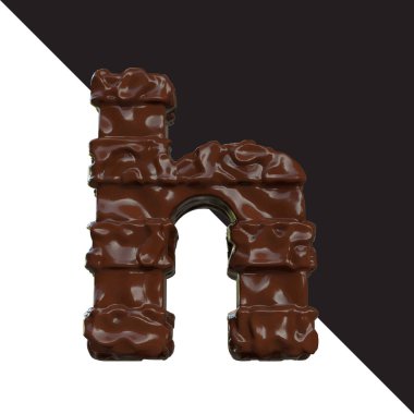 Symbols made of chocolate. 3d letter h