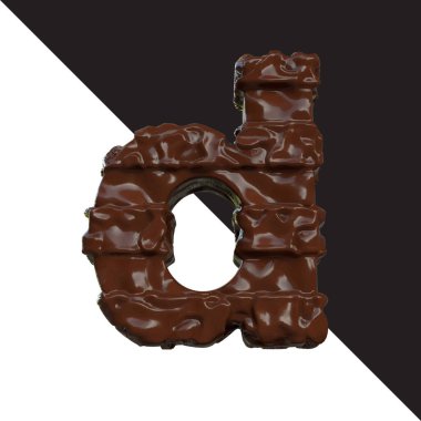 Symbols made of chocolate. 3d letter d