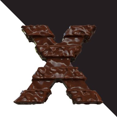 Symbols made of chocolate. 3d letter x