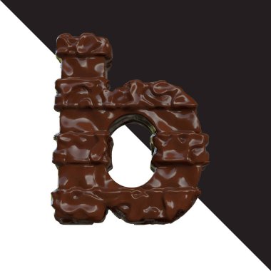 Symbols made of chocolate. 3d letter b