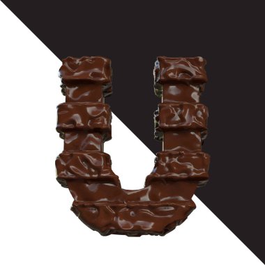 Symbols made of chocolate. 3d letter u
