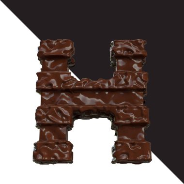 Symbols made of chocolate. 3d letter h