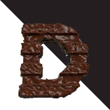 Symbols made of chocolate. 3d letter d