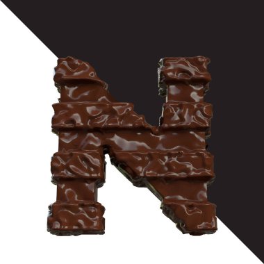 Symbols made of chocolate. 3d letter n