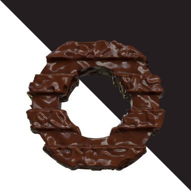 Symbols made of chocolate. 3d letter o