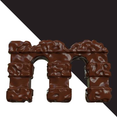 Symbols made of chocolate. 3d letter m