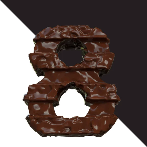 Symbols Made Chocolate Number — Stok Vektör