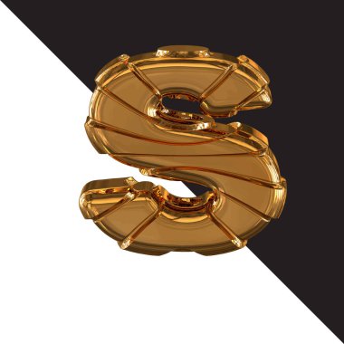 Gold symbol with gold belts. 3d letter s