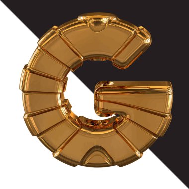 Gold symbol with gold belts. 3d letter g