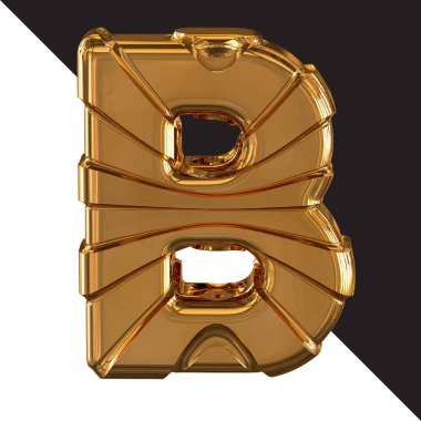 Gold symbol with gold belts. 3d letter b