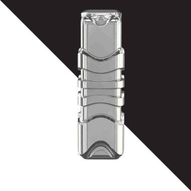 3d silver symbol with straps. letter l