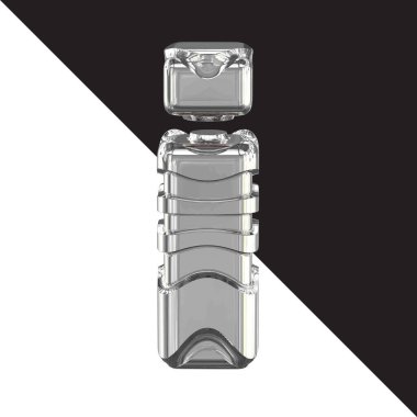 3d silver symbol with straps. letter i