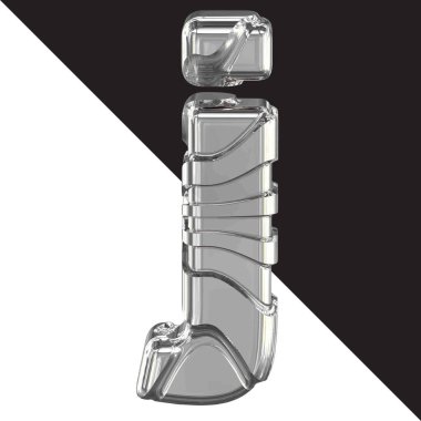 3d silver symbol with straps. letter j