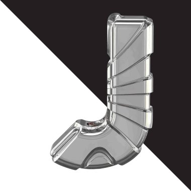 3d silver symbol with straps. letter j