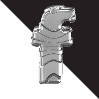 3d silver symbol with straps. letter f