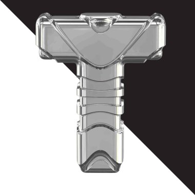 3d silver symbol with straps. letter t