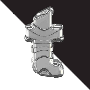 3d silver symbol with straps. letter t