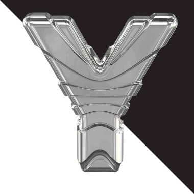 3d silver symbol with straps. letter y
