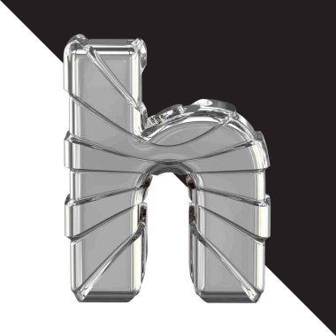3d silver symbol with straps. letter h