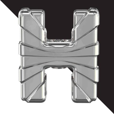 3d silver symbol with straps. letter h